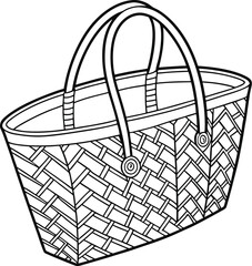 A vector illustration of an empty shopping basket with a handle, isolated on a white background, perfect for retail and gift designs
