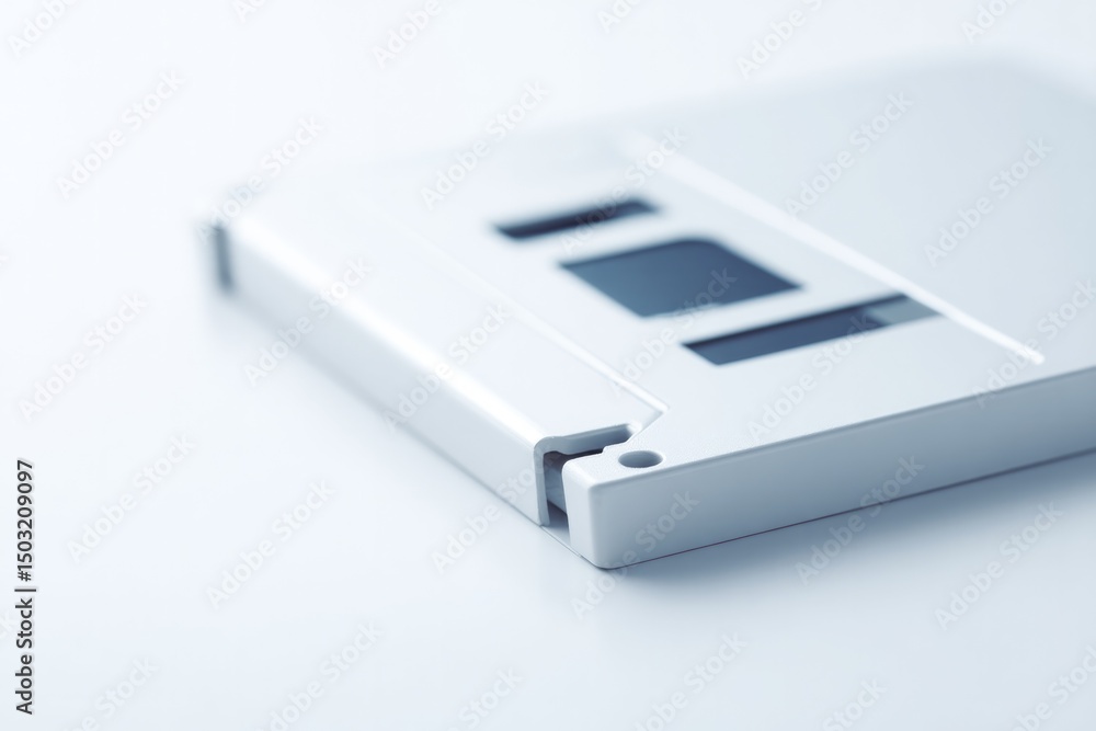 Poster floppy disk isolated on white background minimalistic design ample white copy space