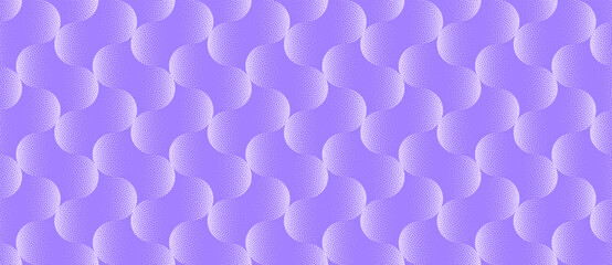 Abstract violet vector pattern with circular dotwork effect. Stylish curved geometry and stipple gradient create vibrant modern composition. Perfect for digital graphic and design. Ultrawide wallpaper