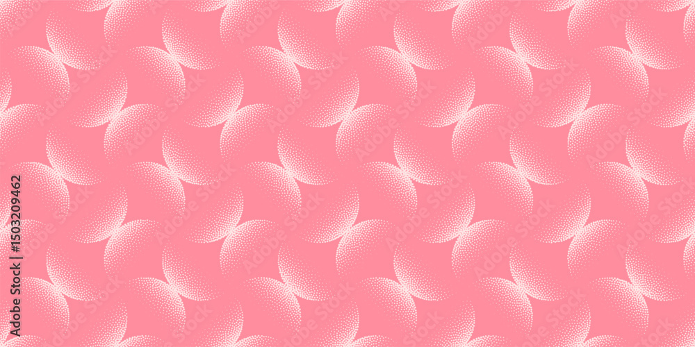 Poster pink circular overlay pattern with bold stipple shading. abstract petals form an elegant dynamic rhy
