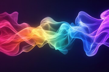 Obraz premium Colorful ethereal wave undulates smoothly against a dark background, showing flowing, radiant energy