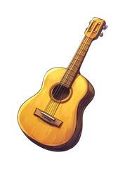 Naklejka premium PNG Acoustic guitar with wooden body and nylon strings