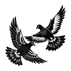Flying racing pigeon silhouette vector