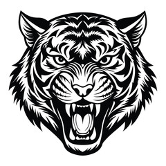 Minimalist tiger head silhouette, tiger head vector 