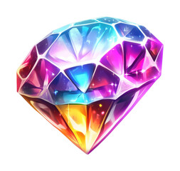 Fototapeta premium PNG Colorful faceted gemstone with radiant sparkle and multiple hues