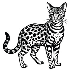 vector illustration of a black Savannah cat