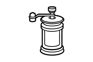 Vintage manual coffee grinder illustration line art design