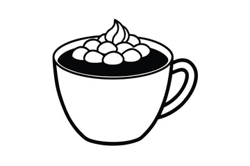 Delicious hot chocolate with marshmallows and whipped cream