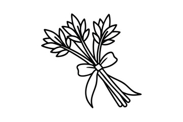 Simple line drawing bouquet of flowers tied with a bow