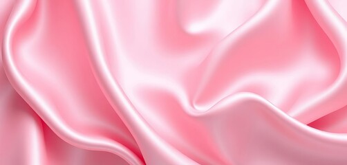 Fototapeta premium Luxurious wavy light pink satin silk fabric Elegant abstract background with copy space, wavy, design