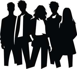 Group of friends silhouette illustration isolated on transparent background