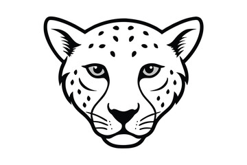 Majestic cheetah head black and white illustration