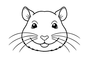 Adorable hamster face outline cute pet animal drawing