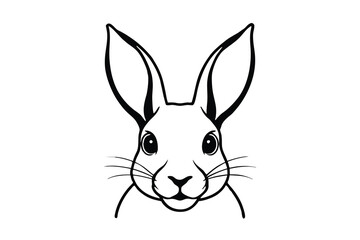 Adorable bunny rabbit face line art illustration