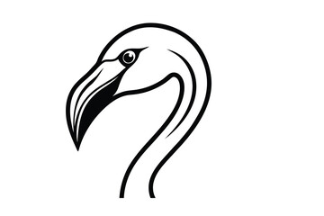 Obraz premium Elegant flamingo head profile black and white illustration