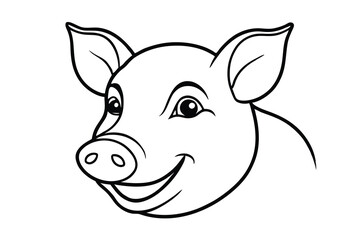 Happy pig face outline illustration cartoon animal drawing