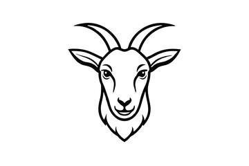 Majestic goat head line art illustration design