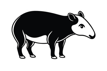 Black and white illustration of a tapir side profile