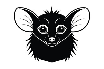 Adorable black and white mouse lemur portrait illustration