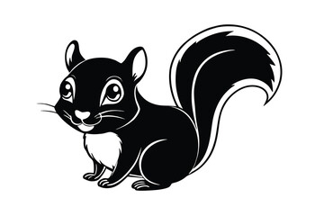 Adorable cartoon squirrel silhouetted illustration design
