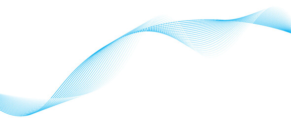 Abstract blue smooth wave on a white background. Dynamic sound wave. Design element. Vector illustration.