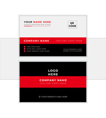 Modern business card template red black colors. vector abstract creative Stock Vector
