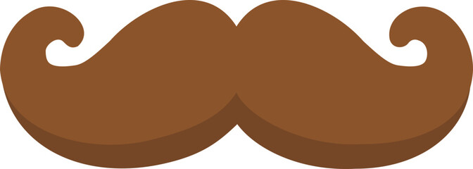 Cartoon brown mustache.
Brown beard flat vector illustration.
Simple cute mustache clipart. 
Father's Day icon. 