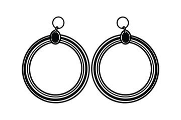 Elegant black and white circular hoop earrings design
