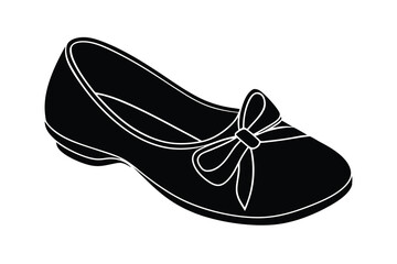 Elegant black bow flat shoe silhouette design