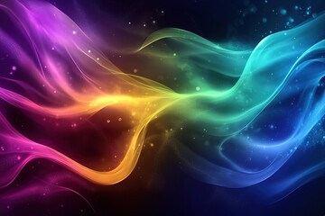 Fototapeta premium Abstract colorful waves smoothly intertwine against a dark backdrop, creating an ethereal and captivating atmospheric scene