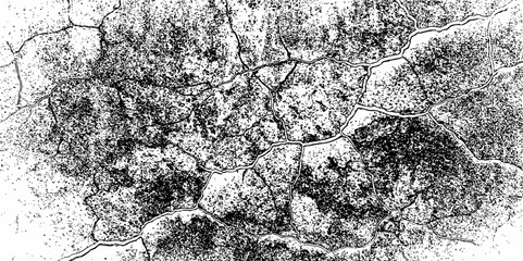 Dust or old grunge concrete building damaged grunge wall black and white texture effect white background.	