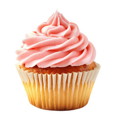 Cupcake with icing, A delicious cupcake with sprinkles. isolated on transparent background