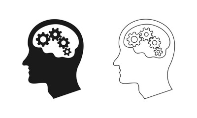 gears in the human brain, think, idea and solution concept. vector illustration isolated on white background.