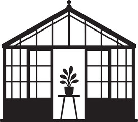 Greenhouse in Silhouette Vector | Clean Black Vector Art for Farming Illustration
