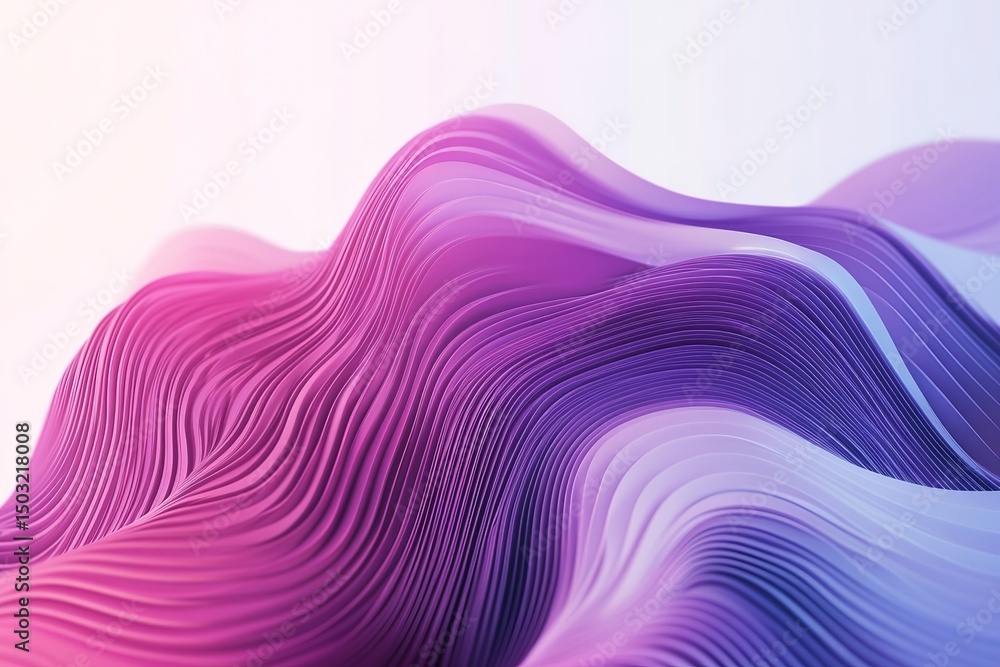 Poster soft purple waves layer abstractly, creating depth and texture with light gradients for modern aesth
