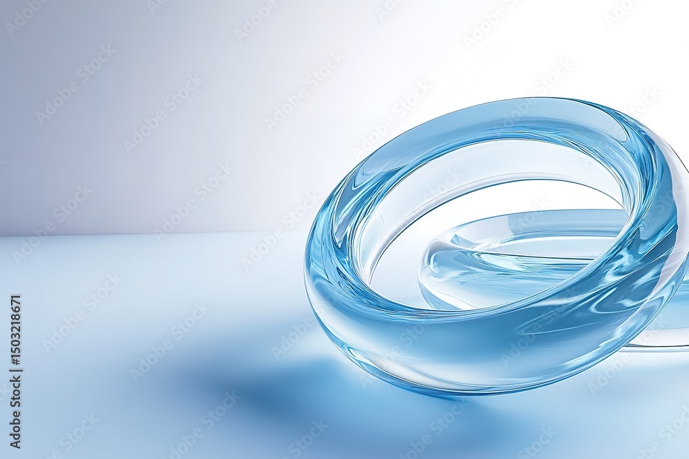Poster translucent blue abstract form gracefully intertwines against a soft gradient backdrop, creating a s