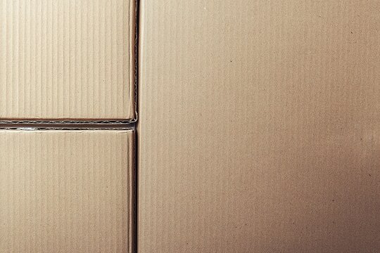 Top view reveals a close up of joined brown cardboard sheets in sections