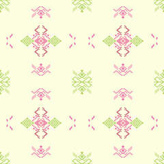 seamless geometric pattern Pastel pink green. Native American tribal fabric, design vector for woven textile printing, motifs, carpet, cards, picture books, ethnic boho indian texture ornament pattern