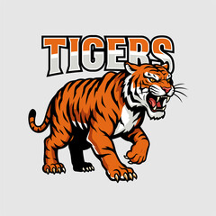 Full Body Tiger Mascot Logo with Dark Background