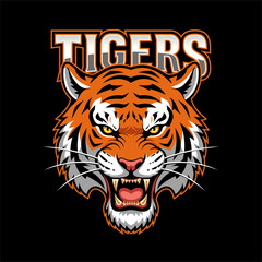 Aggressive Tiger Head Logo on Dark Background