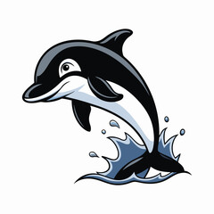 Obraz premium A black and white line drawing of a dolphin jumping out of the water
