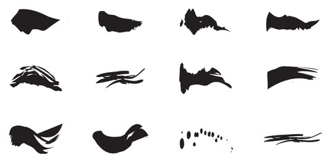 Black brush strokes set, grunge paint. Vector illustration. Distress texture banners collection . isolated on white and black background. eps10