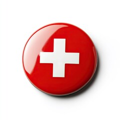 Fototapeta premium Red button, white cross