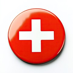 Obraz premium Red circular button with white plus sign (2)