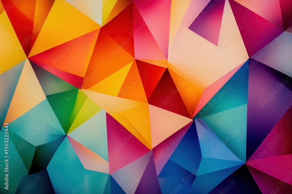 Poster vibrant abstract artwork featuring a mosaic of colorful geometric patterns creating a dynamic visual