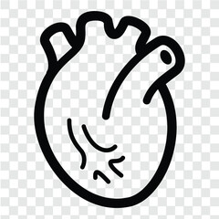 Human heart icon. Simple outline style. real, cardiology, cardiac anatomy, medical concept. Thin line symbol. Vector illustration isolated. EPS 10.