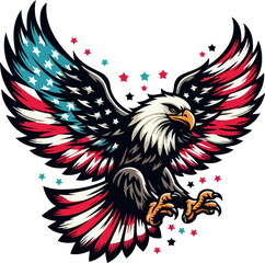Flying Eagle American Flag logo icon vector .