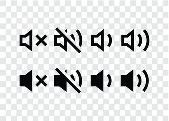 Volume icon. sold, outline icon set Megaphone sign in glyph. Sound symbol in black. Music icon set. Glyph loudspeaker symbol. Sound sign. Megaphone in black. eps10