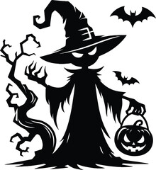 Ghost monster character halloween celebration vector illustration isolated on white background