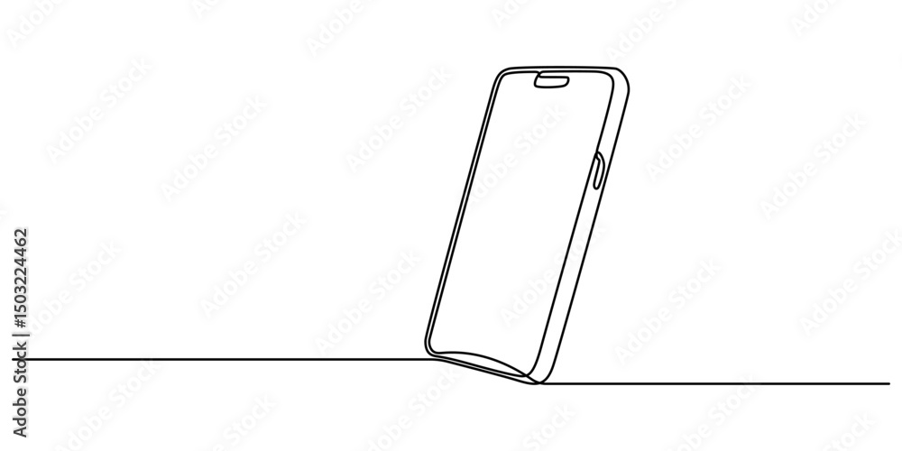 Aufkleber smart phone icon continuous one line drawing with isolate simple outline vector illustration, one co
